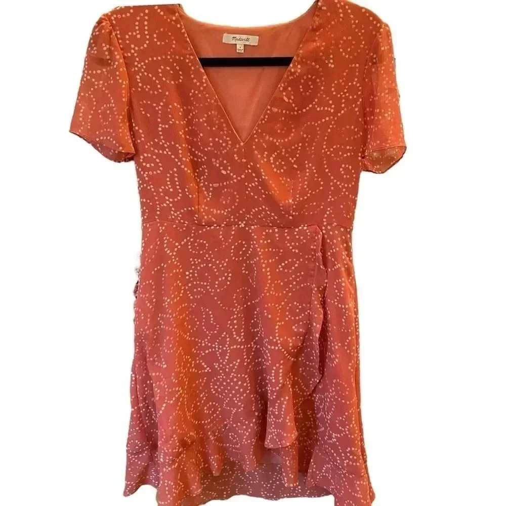 Madewell Posy Ruffle V Neck Mini Dress Twisted Vines - Picture 5 of 11